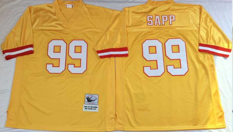 Buccaneers 99 Warren Sapp Yellow M&N Throwback Jersey